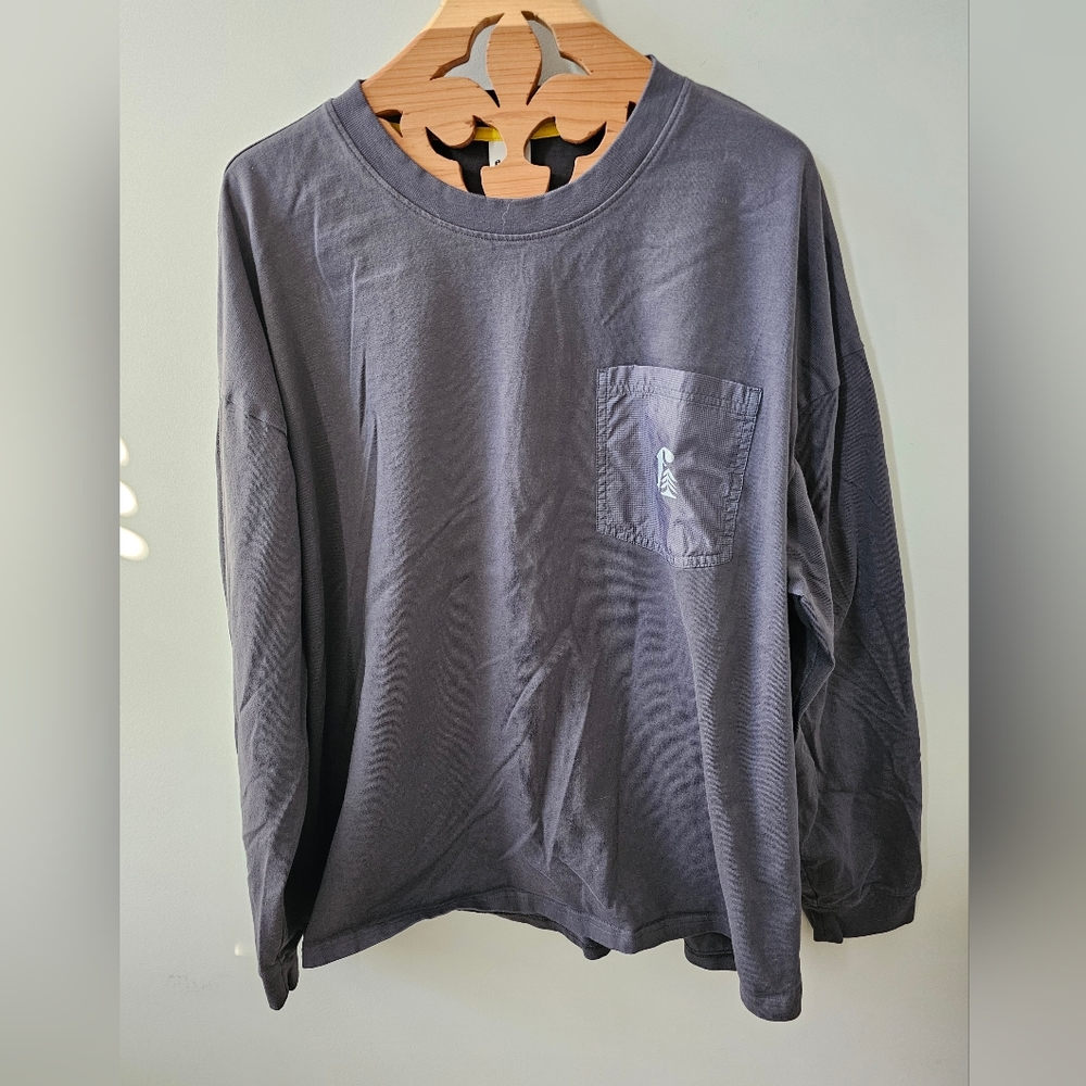 BONOBOS Mens Fielder Gray Pullover Jersey, Long Sleeve Tee Shirt